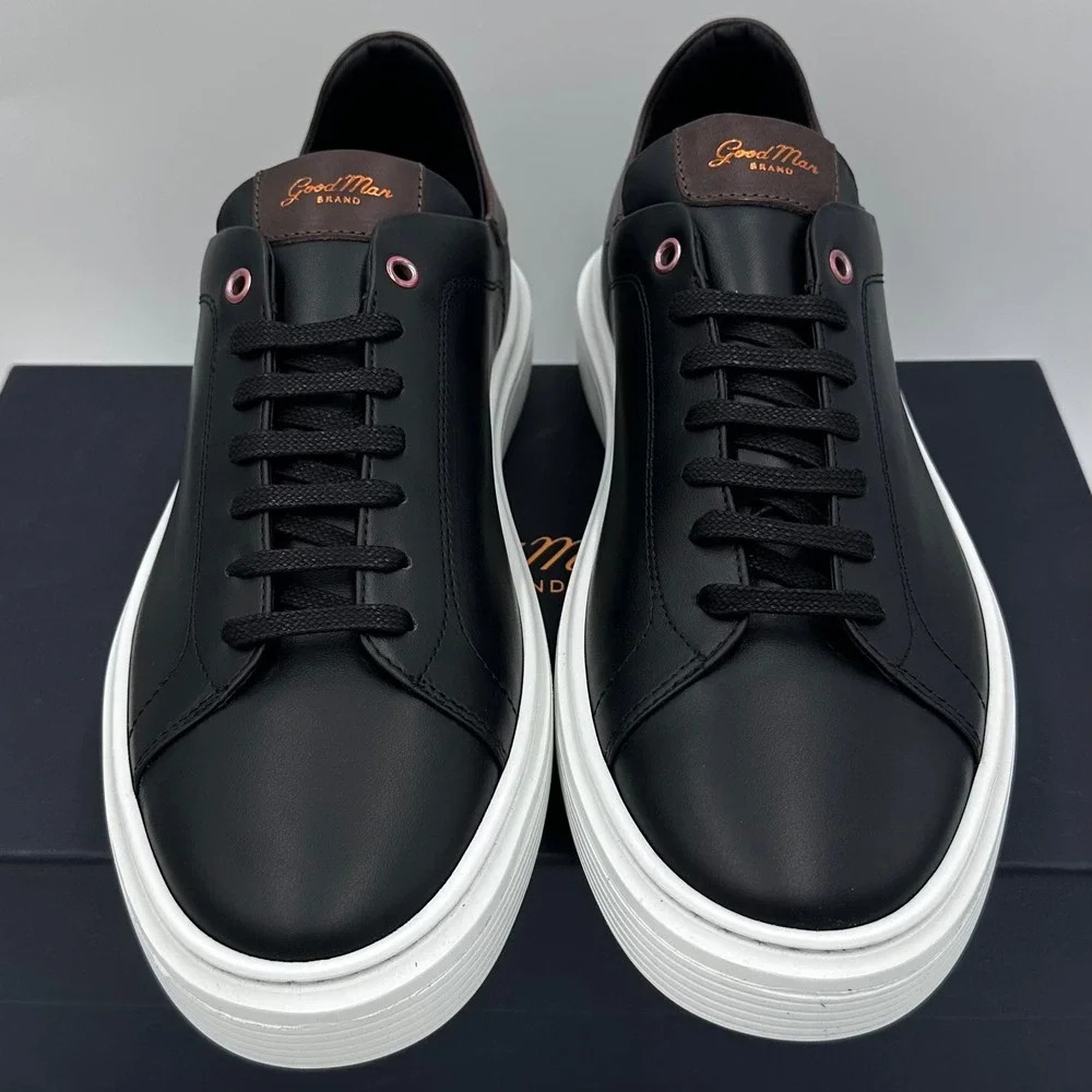 Good Man Brand Sneakers Mens 10 Black Brown Legend London Low Top Made In Italy